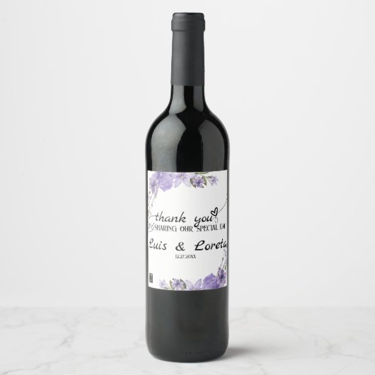 Écriture Mariage Vin bouteille Étiquette (Devant)