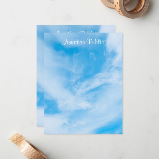 Écriture Modèle Nom du script Ciel bleu Nuages (Devant/Arrière en situation)