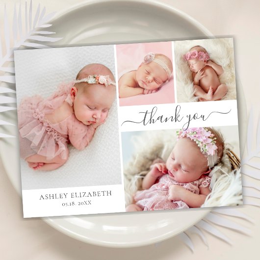 Écriture moderne 4 Photo Collage Bébé Fille Merci