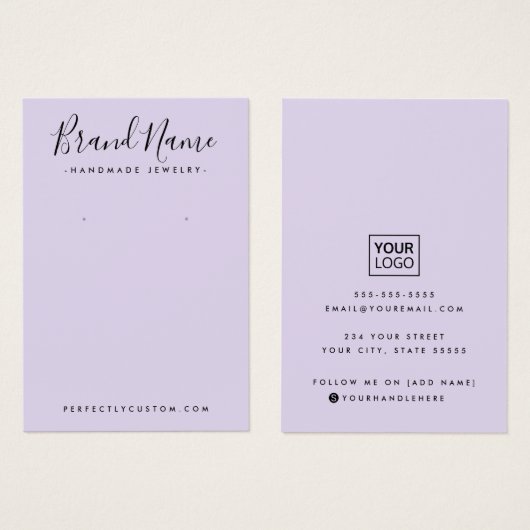 Écriture moderne ajouter logo violet carte d'affic (Devant & derrière)