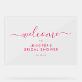 Écriture Moderne Bienvenue Baby Shower Rose Chaud (Recto)