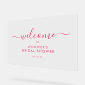 Écriture Moderne Bienvenue Baby Shower Rose Chaud (Angle)