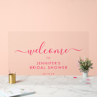 Écriture Moderne Bienvenue Baby Shower Rose Chaud