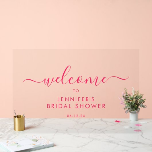 Écriture Moderne Bienvenue Baby Shower Rose Chaud (Mariage)
