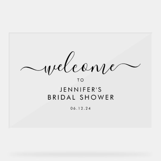 Écriture Moderne Bienvenue Mariée Shower Noir (Recto)