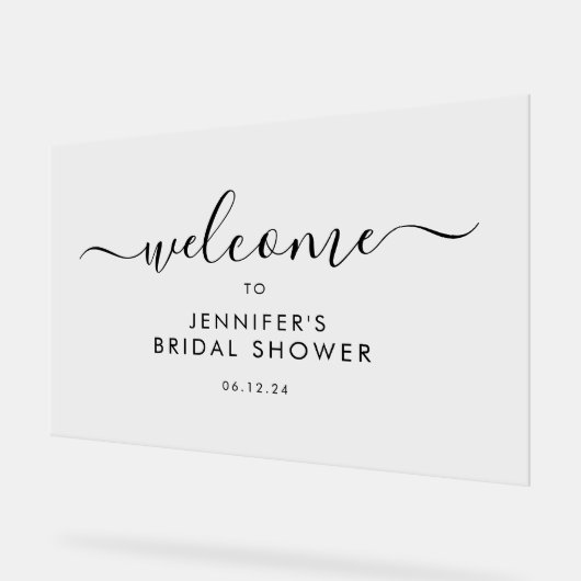 Écriture Moderne Bienvenue Mariée Shower Noir (Angle)