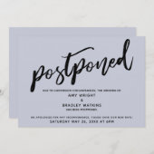 Écriture moderne Carte bleue Mariage reportée (Devant / Derrière)