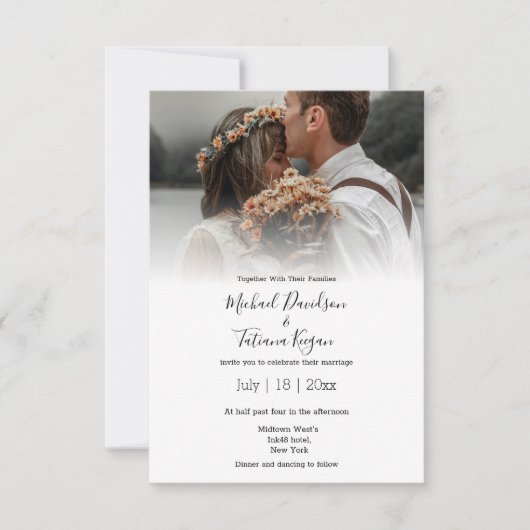 écriture moderne chic mariage photo Invitation (Devant)