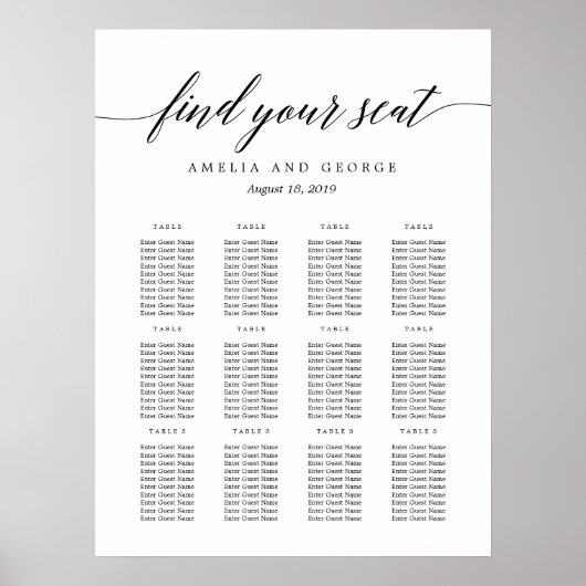 Écriture moderne ÉDITABLE COULEUR Siège Poster du  (Devant)