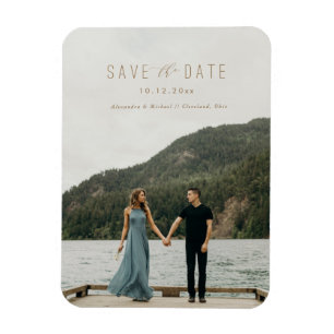 Écriture moderne Enregistrer la date Magnet Taupe