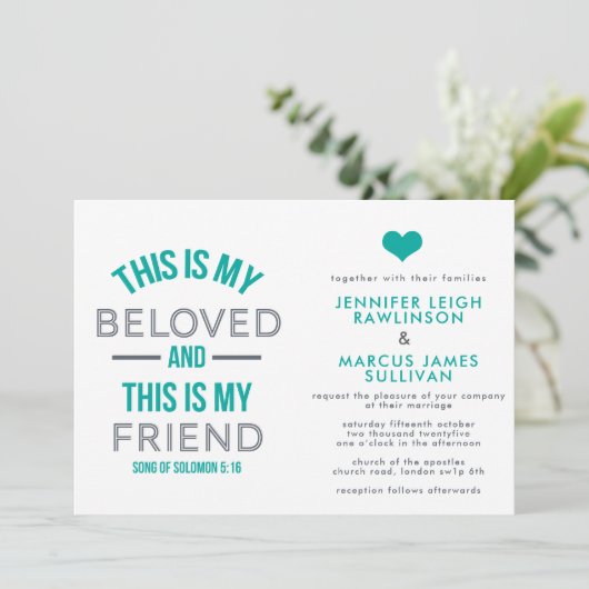 Écriture moderne Faire-part de mariage chrétienne (Debout devant)