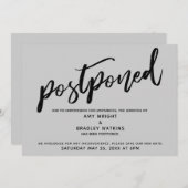 Écriture moderne Gris Reportée Carte Mariage (Devant / Derrière)