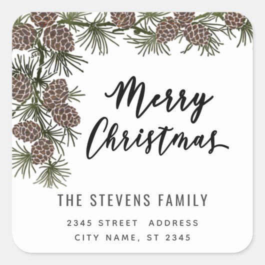 Écriture moderne Joyeux Étiquette de branche de pi (Devant)