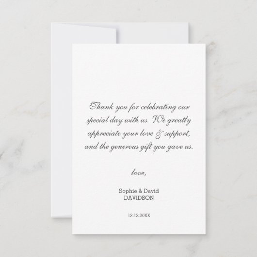 Écriture moderne Mariage Photo Merci Script (Dos)