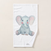 Écriture moderne monogramme animal mignon éléphant (Serviette à main)
