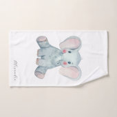 Écriture moderne monogramme animal mignon éléphant (Serviette à main)