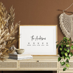 Écriture moderne personnelle 5 poster cadeau famil