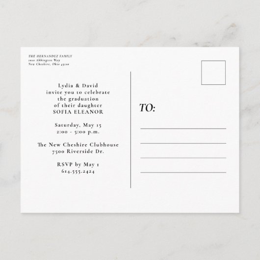 Écriture moderne trois invitation de graduation ph (Dos)