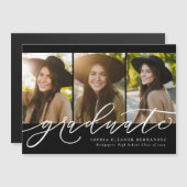Écriture moderne trois photo graduation faire-part (Devant / Derrière)