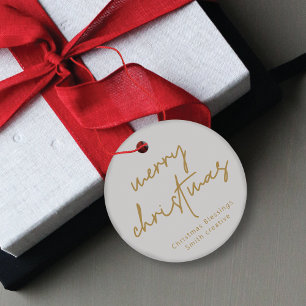 Écriture moderne typographie Noël étiquette cadeau