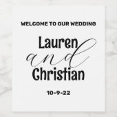 Écriture noir blanc Mariage Étiquette de vin (Étiquettes simples)