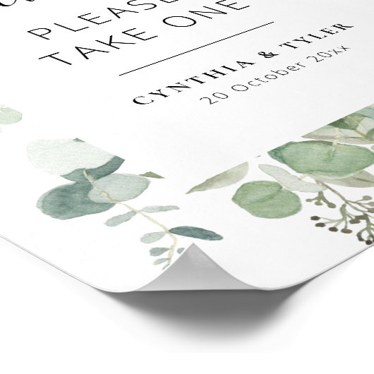 écriture noire eucalyptus mariage faveurs poster (Coin)