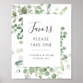 écriture noire eucalyptus mariage faveurs poster (Devant)