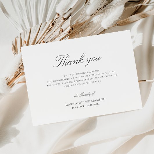 écriture noire funérailles remerciement cartes