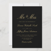 écriture or noir MR & MRS faire-part de mariage (Devant)