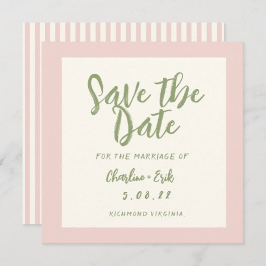 Écriture pastel rétro Mariage Save The Date (Devant / Derrière)