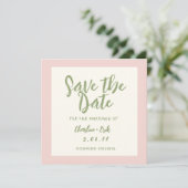 Écriture pastel rétro Mariage Save The Date (Debout devant)