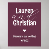 Écriture Plum Mariage Affiche de bienvenue (Devant)