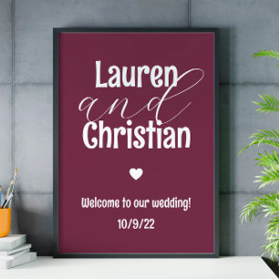 Écriture Plum Mariage Affiche de bienvenue