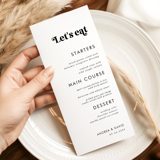 Écriture Rétro Fantaisiste Let's Eat Menu Mariage 