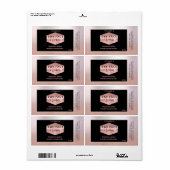Écriture rose d'or moderne face crème étiquette (Feuille entière)