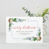 Écriture rouge Joyeux Noël en mouvement faire-part (Debout devant)