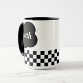 Écriture simple en noir et blanc Mug à deux tons (Devant gauche)