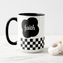 Écriture simple en noir et blanc Mug à deux tons
