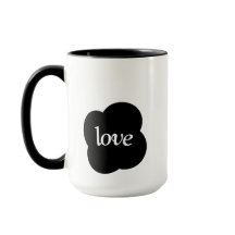 Écriture simple en noir et blanc Mug à deux tons