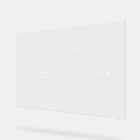 Écriture simple Script Mariage Bienvenue Blanc (Angle)