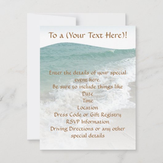 Écriture sur le sable de la plage, Invitations Je (Dos)