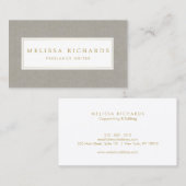 Écrivain de lin de luxe simple, Carte de visite d' (Devant / Derrière)