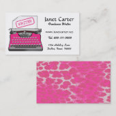 Écrivain indépendant Cartes de visite/Pink Cheetah (Devant / Derrière)