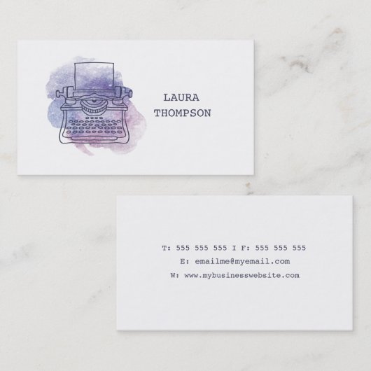 Écrivains d'aquarelle Cartes de visite (Devant / Derrière)