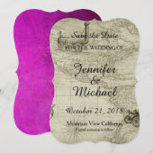 Écrivez la Date de Mariage Calligraphie Carte Vint (Devant / Derrière)