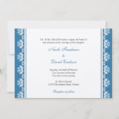 Ecru blue filigree bekaaide douane bruiloft kaart (Voorkant)