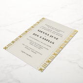 Ecru Boho Mudcloth Border Folie Uitnodiging (Gedraaid)