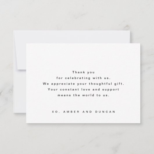 Écru | Carte de remerciements Mariage simple (Dos)