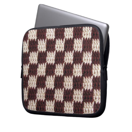 Ecru Checker Artisan Crochet Imprimer sac électron (devant gauche)