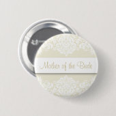 Ecru Damask Moeder van de Bride Button (Voorkant /achterkant)
